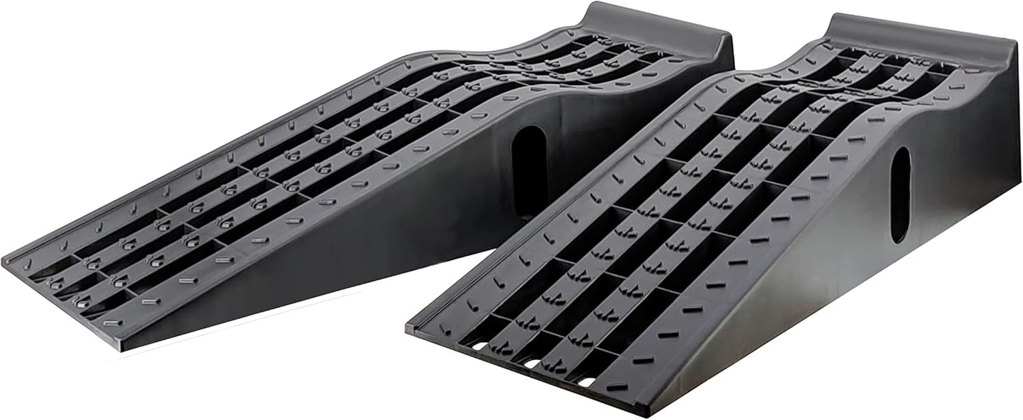 MaxxHaul 50515 6.25" Lift Car Ramps, 2-Pack – 6, 500lb GVW, Deep Grooved Surface for Stable Tire Placement, Heavy-Duty, Black