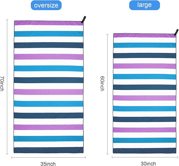 Exclusivo Mezcla Microfiber Quick Dry Beach Towel, Oversized Lightweight Sandfree Pool Towel for Swimming Camping Travel with Bag (Dark Purple, 35x70 Inches)