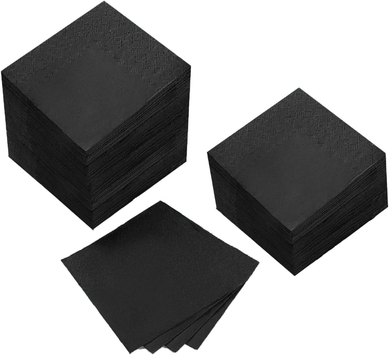 100 Pack Cocktail Napkin 2-Ply Dessert Napkins Folded 5 x 5 Inches Disposable Napkins for Dinner Wedding Birthday Party Bridal Anniversary Reception Event (100, Black)