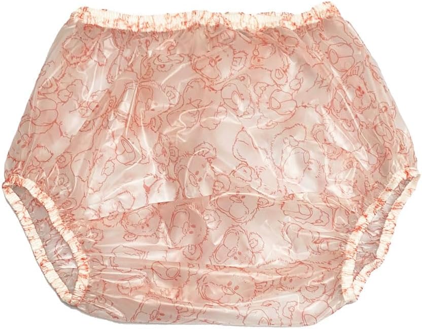 Haian High-Waisted Adult Incontinence Pull-on Plastic Printed Waterproof Pants (3XL, Bear)