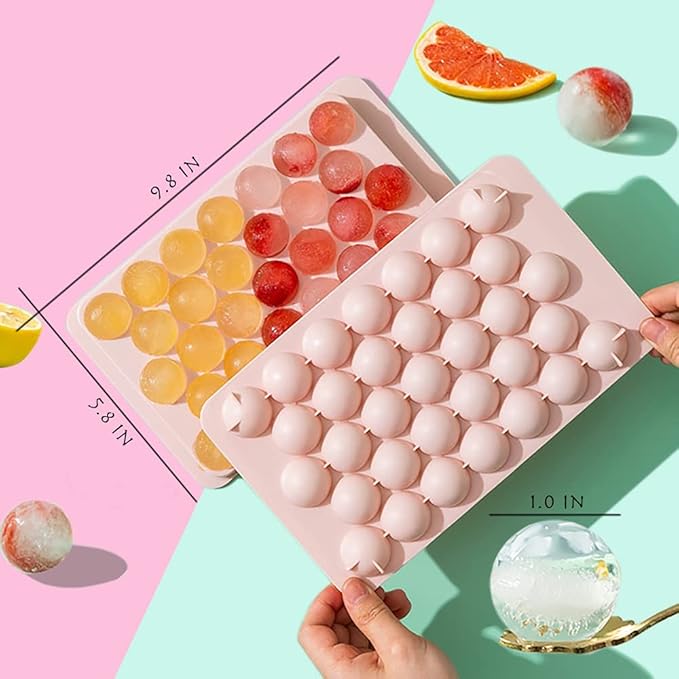 WIBIMEN Mini Ice Cube Trays, Small Ice Cube Trays Easy Release,104x4 PCS Round Ice Cube Tray Crushed Ice Tray for Chilling Drinks Coffee Juice(4Pack Ice trays & Ice Bin & Ice Scoop)