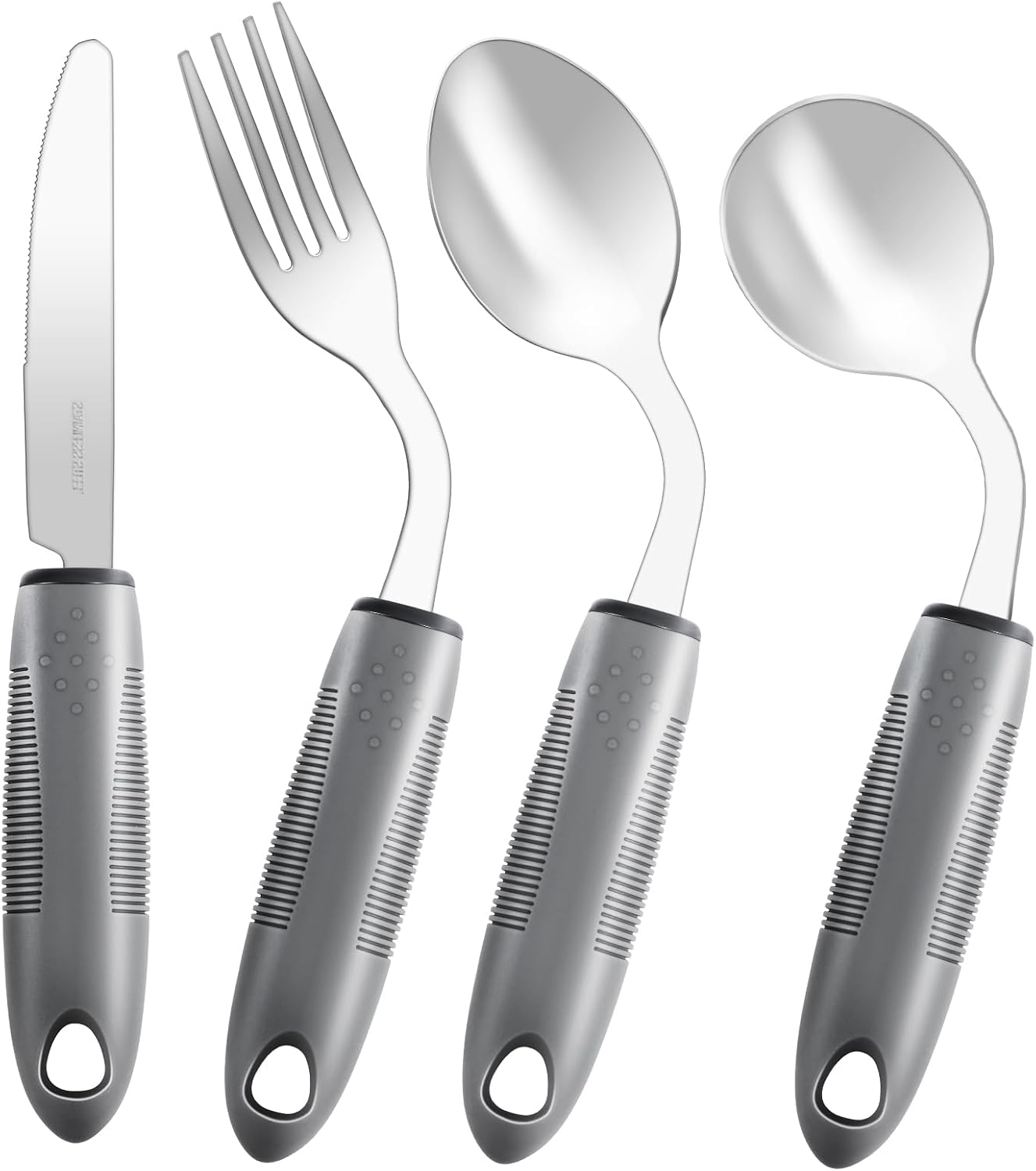 Adaptive Utensils,Weighted Utensils for Hand Tremors,Utensils for Parkinsons Patients,Elderly,Arthritis,Weak Hand Grip,Tremors&Handicapped.Stainless Steel Knife,Fork and Spoons Set (4pcs Right-Handed)