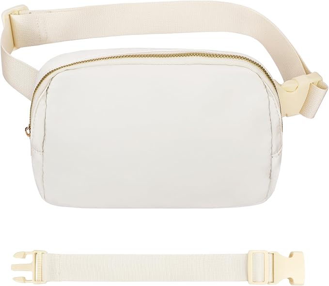 VOROLO Fanny Pack For Women And Men Crossbody Bag Belt Bag with Adjustable Strap Graduation Gifts Off white