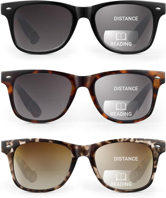 LADEESSE 3 Pack Bifocal Reading Sunglasses for Women, UV400 Sun Readers Glasses Spring Hinge Outdoor Sunglasses