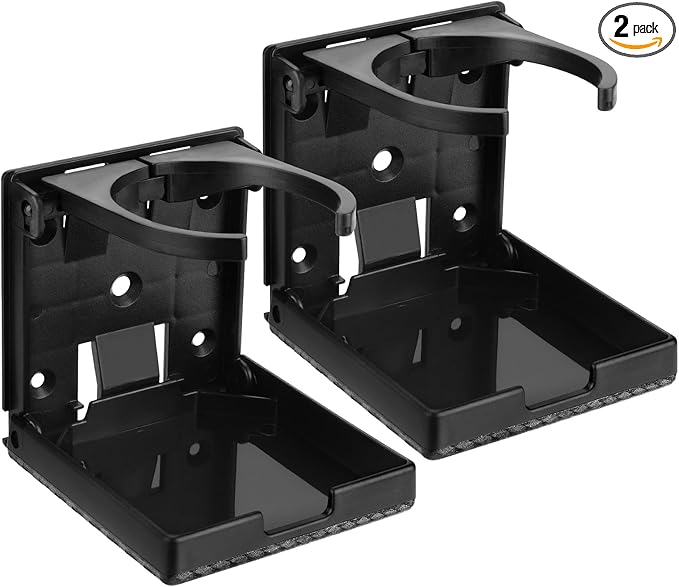 2pcs Adjustable Folding Cup Holder, Car Wall Mount Water Drink Coffee Bottle Holder with Screws, Fit Most Size Mugs Bottle, for Truck RV Van Boat Camper Caravan Marine (Diamond Pattern)