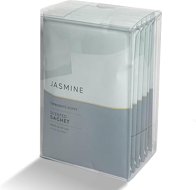 Expressive Scented Sachet Pouches â Perfect Jasmine Air Freshener & Closet Deodorizer for Drawers, Closets, Cars and Bathrooms â Long-Lasting Fresh Scent Sachets (6- Pack)