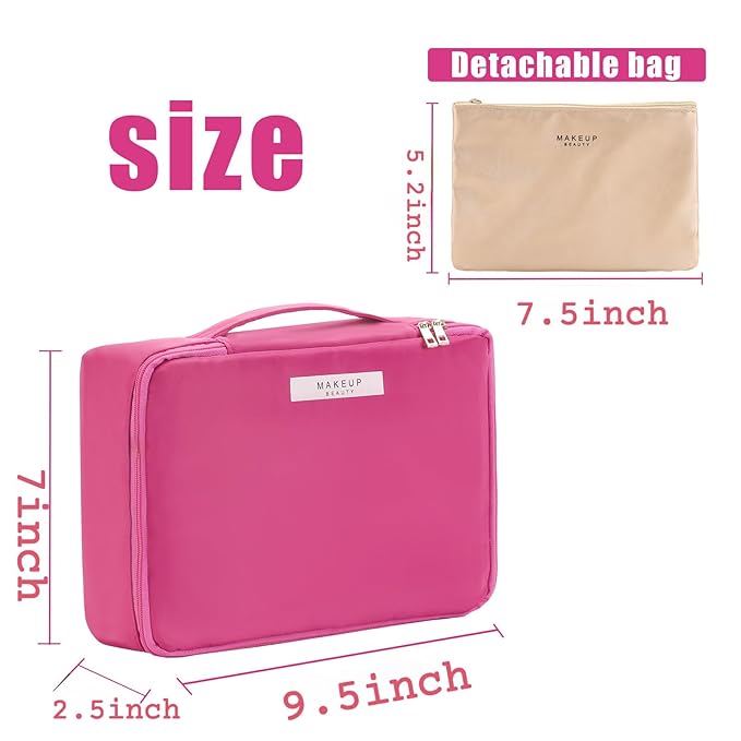 Queboom Travel Makeup Bag Cosmetic Bag Makeup Bag Toiletry bag for women and men (Rosy)