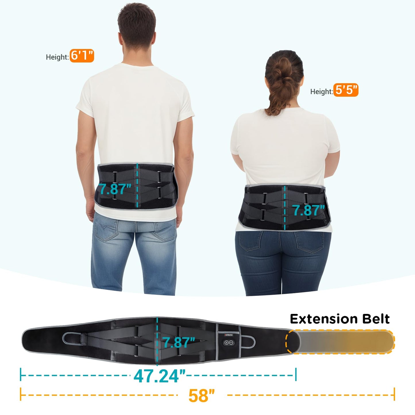 Comfytemp Cordless Heating Pad with Massager for Back Pain Relief, Portable Lower Back Massager FSA Eligible Wearable Rechargeable, Birthday Gifts for Grandma Grandpa Dad Mom Men Women 3 Heat Auto-Off