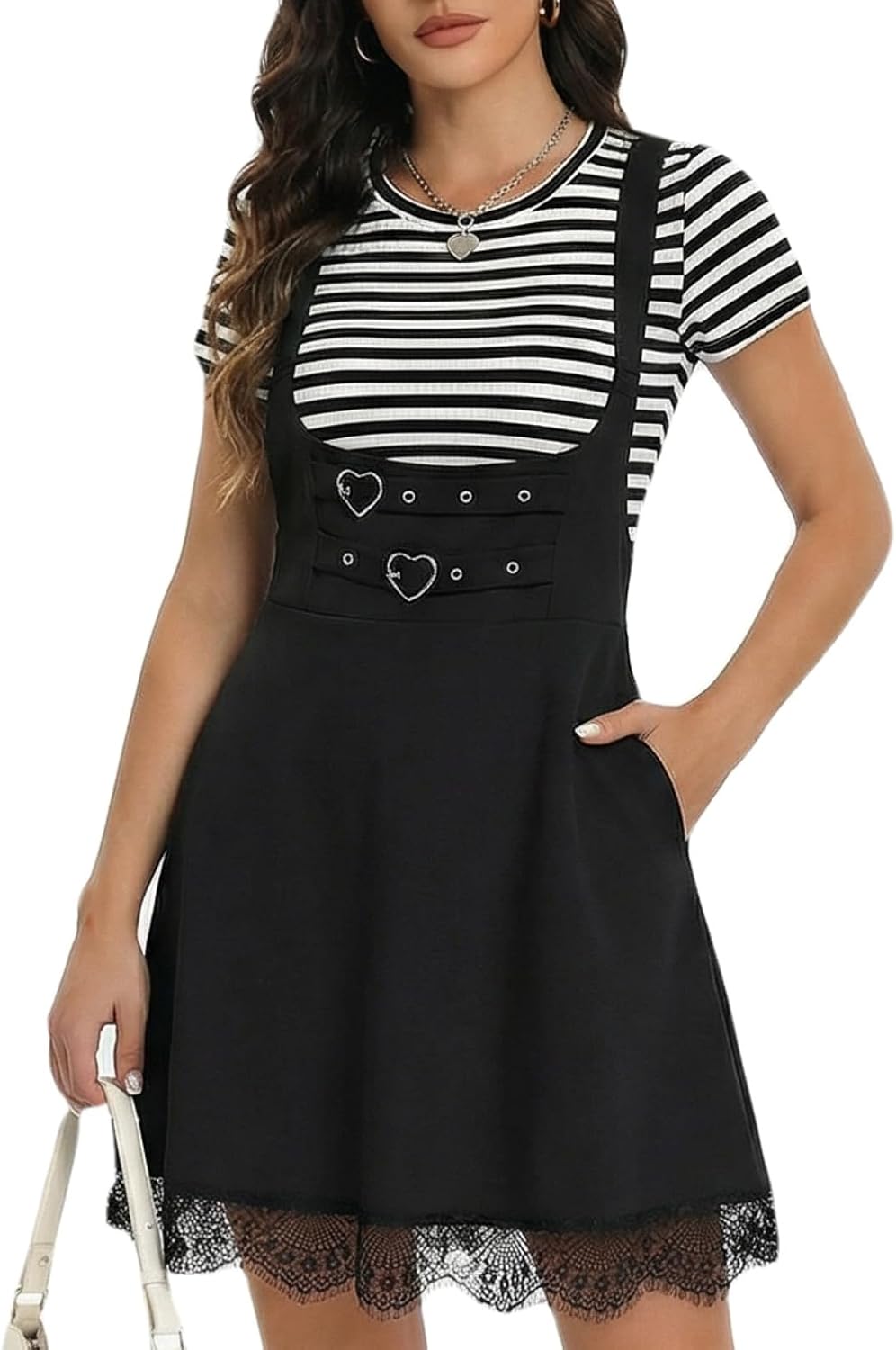 YOINS Overalls Dress for Women Adjustable Straps Pinafore Dress Casual Mini Cute A-Line Suspender Skirt