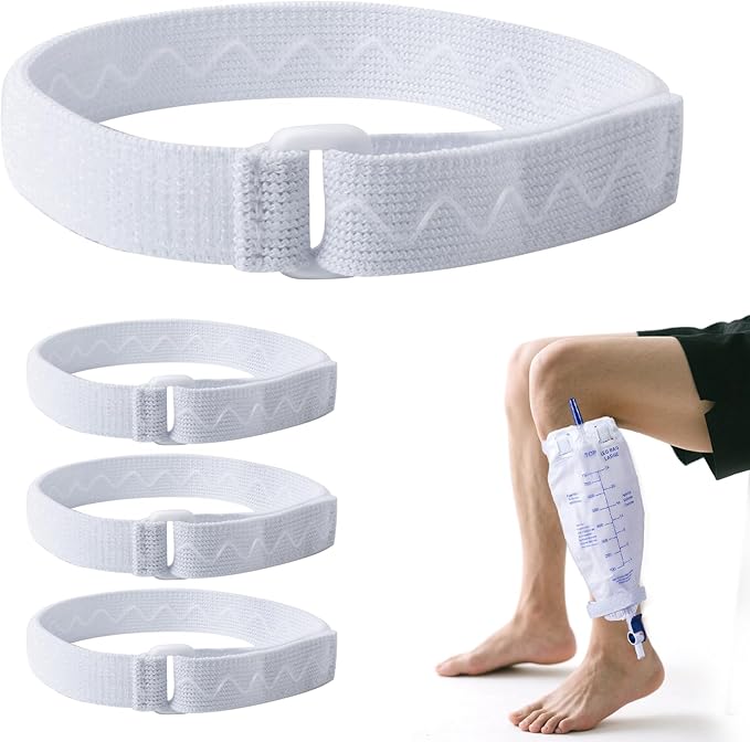 Anti-Slip Catheter Leg Bag Strap, 25 in / 64 cm | Silicone Grip, Adjustable Hook-and-Loop | Thigh Placement, Extended Fit for Foley Drainage Bags | Reusable