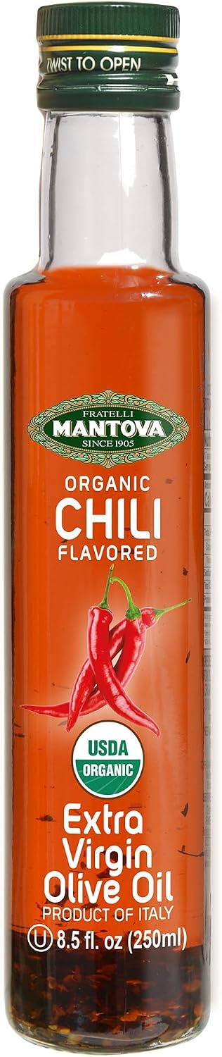 Mantova Organic Chili Flavored Extra Virgin Olive Oil 8.5 Oz (Pack of 4)