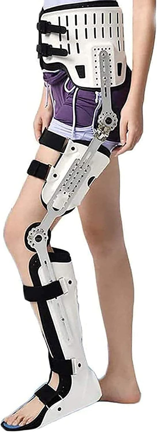 Adjustable Hip Knee Ankle Foot Orthosis Thigh Knee Joint Calf Ankle Fixation Brace Hip Walking Surgery Ligament Support with Walking Boots,Right,Above 90