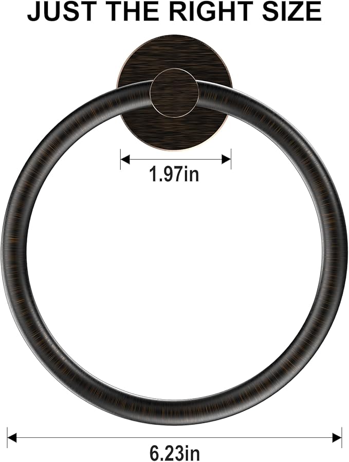 SetSail Towel Holder for Bathroom Wall Screw-in Towel Ring Stainless Steel Hand Towel Holder 4 Packs Oil Rubbed Bronze Towel Hanger for Bathrooms, Kitchen