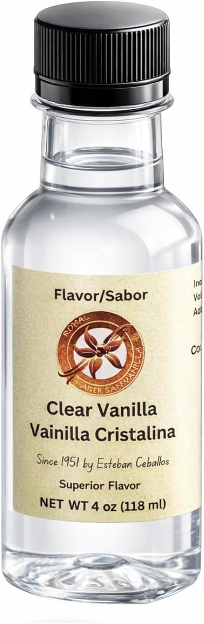 Royal Artisan Vanilla – Clear Vanilla Extract for Baking 4 oz / 118 ml, Pure Vanilla Essence, Vainilla Cristalina – Premium Flavoring for Cakes, Coffee, Ice Cream, Beverages (4, 4, Fl Oz)