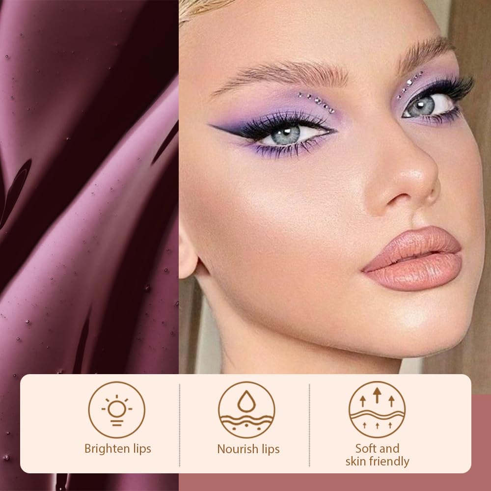 Matte Lip Gloss Stain-Peel Off Lip Liner Tattoo, Brownish Red Lip Tint，Long Lasting Peel Off Lip Stain, Waterproof Transfer-proof Lip Mask Lip Liner Peel Off Lip Gloss,Stayn Lip Makeup. #03