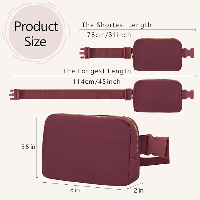VOROLO Fanny Pack For Women And Men Crossbody Bag Belt Bag with Adjustable Strap Graduation Gifts Wine Red