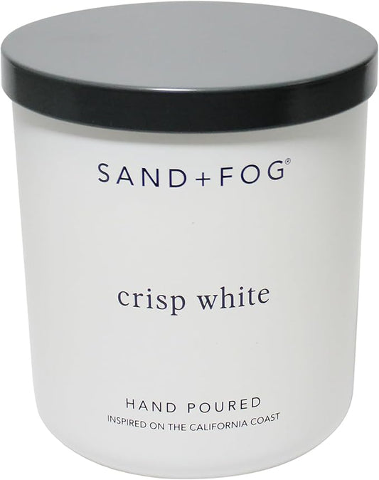 Sand + Fog Scented Candle - Crisp White â Additional Scents and Sizes â 100% Cotton Lead-Free Wick - Luxury Air Freshening Jar Candles - Perfect Home Decor â 10oz