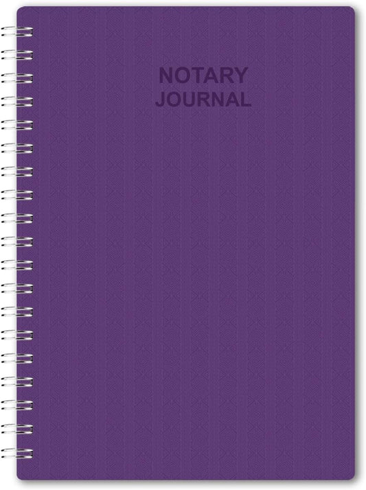 FFFPYGLQ Notary Journal Log Book, 7x10 Inch, Spiral Bound Book with 420 Record Entries, Notary Public Journal for Notarial Acts, Purple