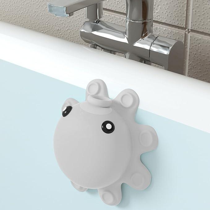 Abalter Bathtub Overflow Drain Cover Tub - Silicone Bathroom Cover, Bath Spa Accessories, Adds Inches of Water for Deeper&Warmer Bathï¼Grey Gray (ABCVXZY-Grey)