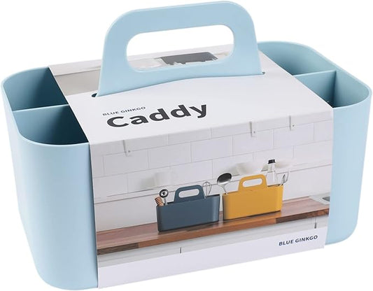 BLUE GINKGO Stackable Organizer Caddy â Korean-Made Portable Tote for Bathroom, Office, Crafts, or School Supplies (Rectangle, Blue)