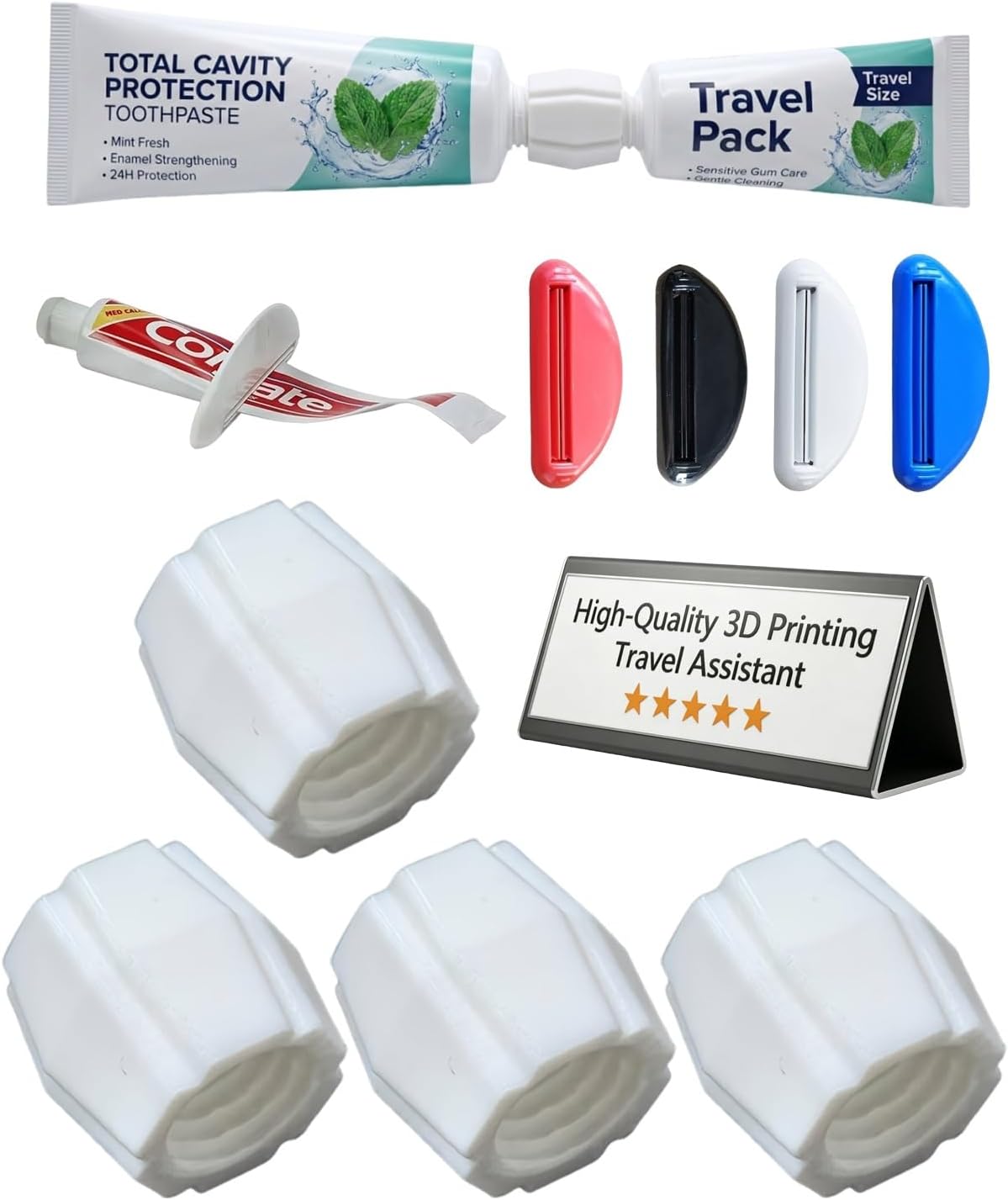 Toothpaste Refill Adapter Travel Size Transfer Tube Filler Connector Tool Reusable Squeezer Refillable Saver Dispenser Cap Head Topper Replaceable Core Compatible Squishy Extruder Storage Container
