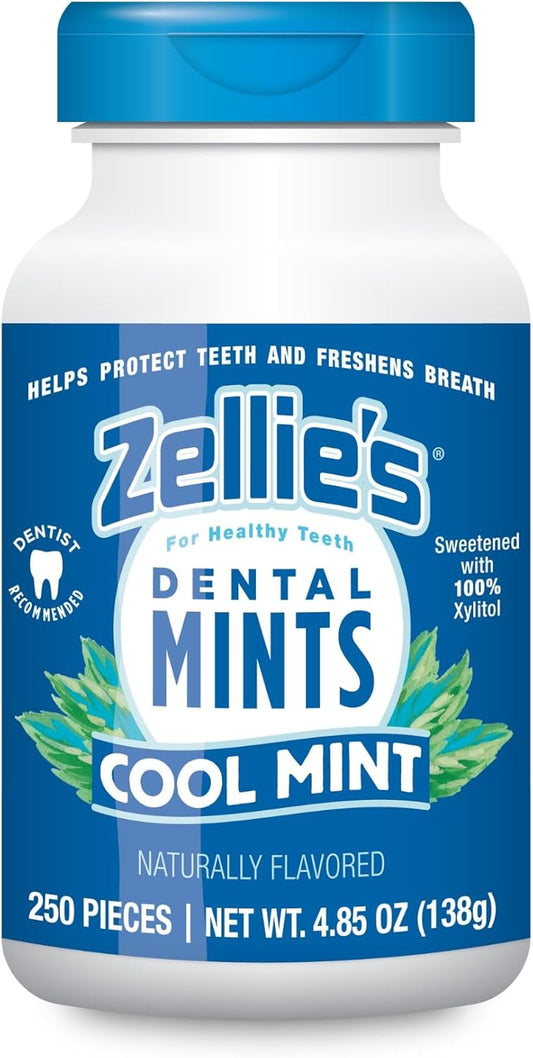 Zellie's | 100% Xylitol Cool Mint Breath Mints | No Aspartame, Gluten Free, Vegan & Kosher (250 Count - Pack of 1)