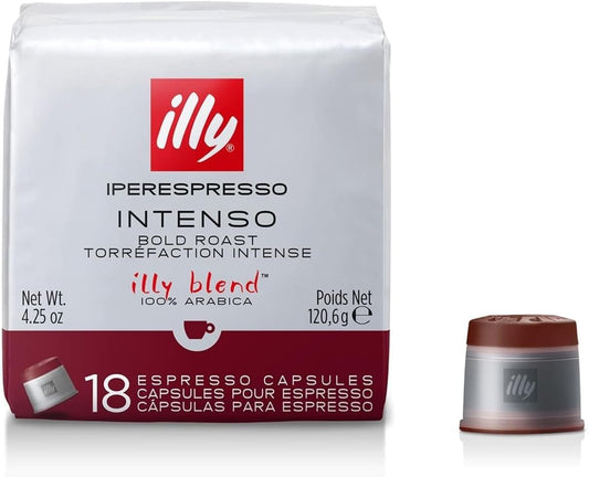 illy Coffee IperEspresso Capsules, Intenso Dark Roast Coffee Pods, 100% Arabica, Premium Italian Blend, 18 Count, 1 Pack