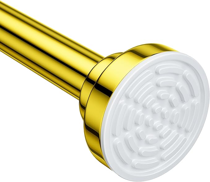 Ausemku Shower Curtain Rod - 32-43 Inch Rustproof Tension Rod, Non-Slip Spring Design, No Drilling Adjustable Curtain Rod for Bathroom, Kitchen, and Closetï¼Goldï¼