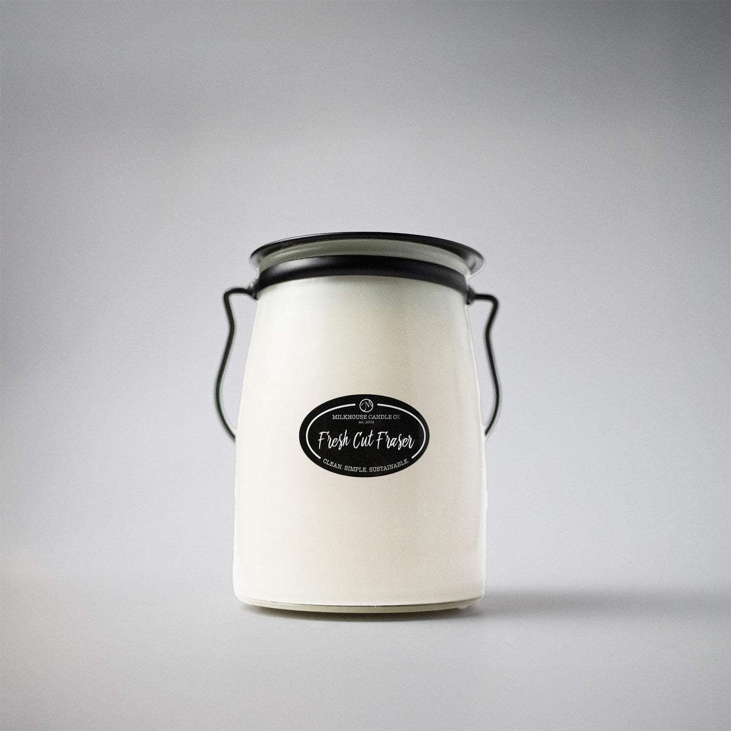 Milkhouse Candle Company Fresh Cut Fraser Soy Candle - Fraser Fir | Juniper & Sandalwood | Citrus Scented - 22 oz Butter Jar with Lid, 120+ Hour Burn Time, Made in the USA
