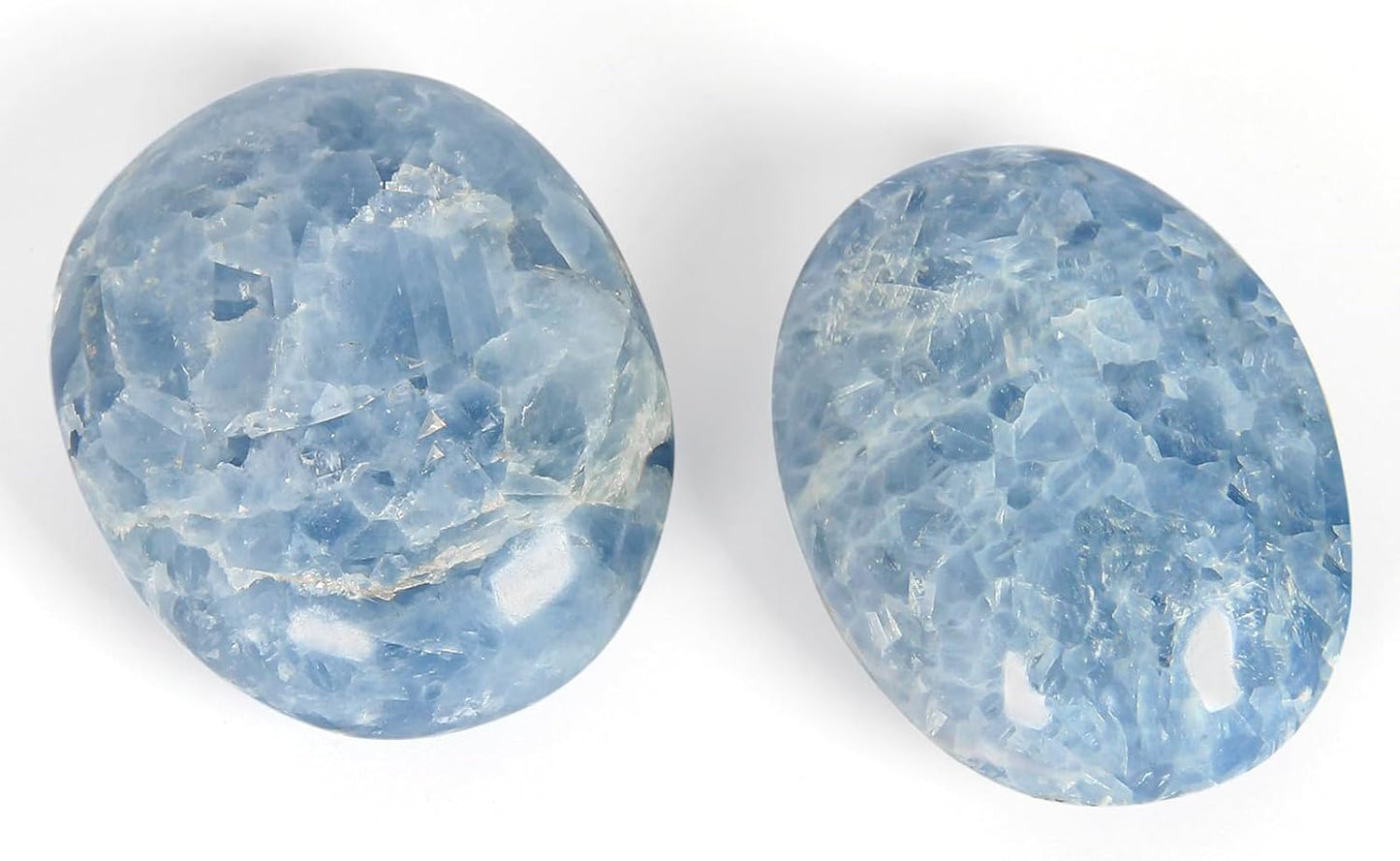 Celestite Palm Stone-2 Pc Celestite Pocket Energy Stones, Smooth Healing Crystal Worry Stone