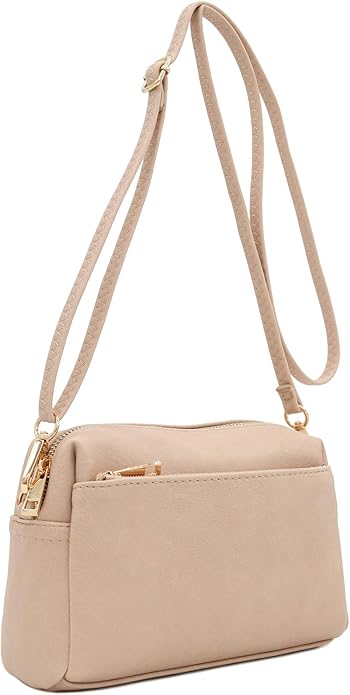 FashionPuzzle Triple Zip Small Crossbody Bag