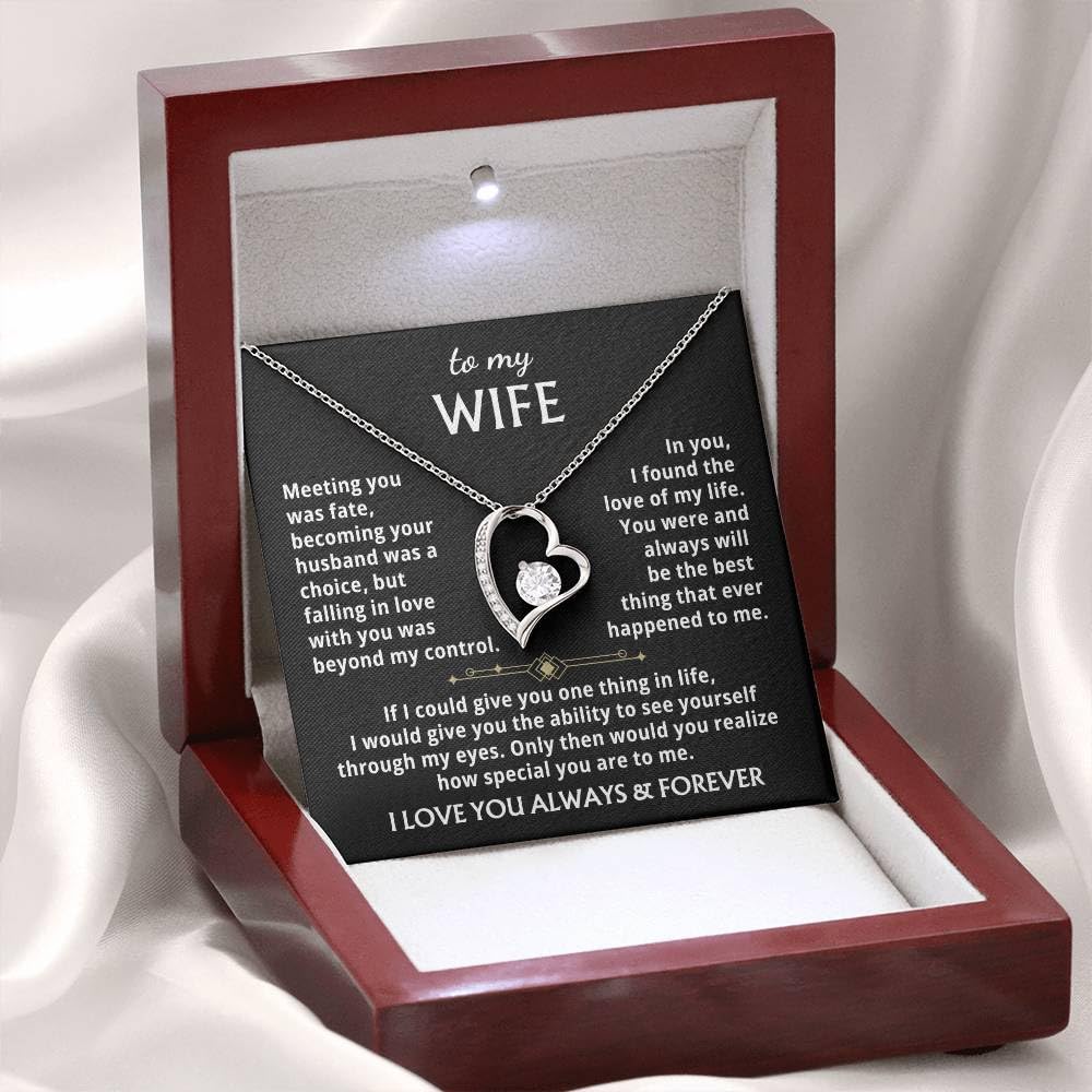 Momavo Husband's Love Necklace, Eternal Gift in Luxury Box, LED Light, 14k White Gold Finish for Christmas, Birthday, Valentine's Day