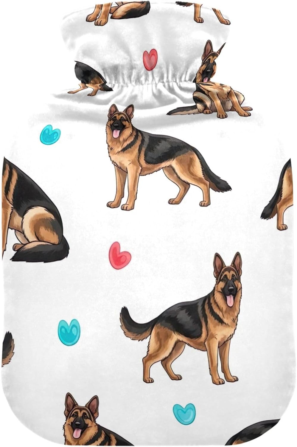 German Shepherd Dog Hot Water Bottle with Soft Cover Warm Water Heat Bottles for Menstrual Cramps Pain Relief Small