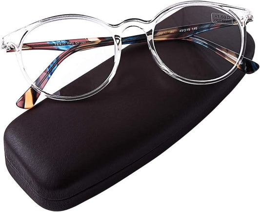DOOViC Italy Design Fashion Reading Glasses for Women Men Stylish TR90+Acetate Frames Clear Readers with Case