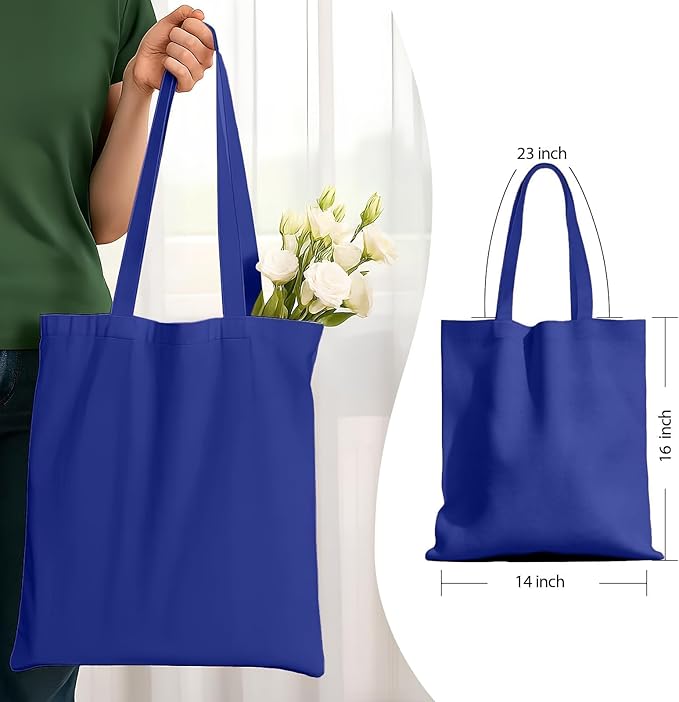 1 Pack Available Premium Canvas Reusable Tote Gift Bags,Made of Natural Canvas with Handle,Work,DIY,Shopping(Blue)