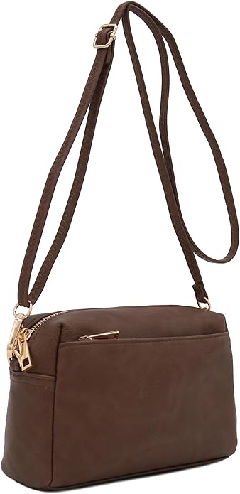 FashionPuzzle Triple Zip Small Crossbody Bag