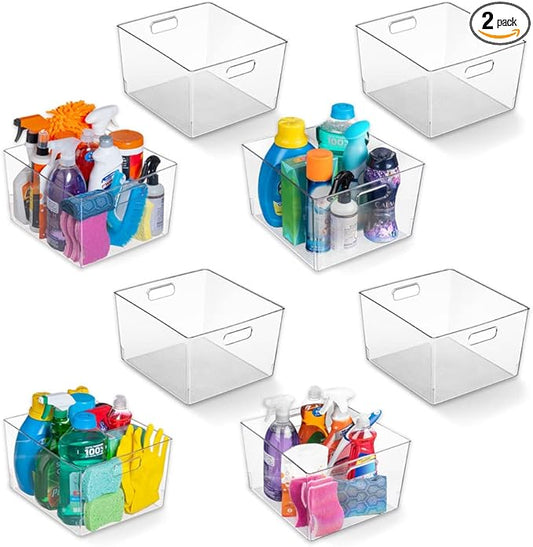ClearSpace Clear Plastic Storage Bins â XL 8 Pack Perfect Kitchen or Pantry Organization Fridge Organizer and Storage Bins, Cabinet Organizers