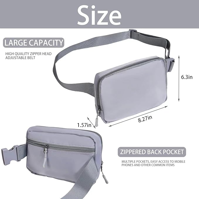 Belt bag Fanny pack crossbody bags for women Everywhere belt bag (Grey)