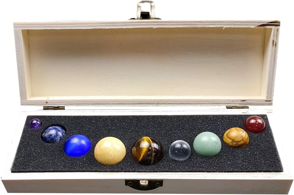 Natural Solar System 9 Planets Decorations Gemstones Sphere Galaxy Universe Model Chakra Healing Crystal Sphere Ball Collective Figurines