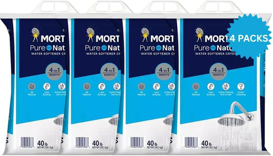 (4 Pack) Water Softener Salt Crystals - Natural High Purity Salt for Softener Skin, Reduced Buildup, 40 lb Each Bag with Handle. 160 lbs total. Conveniently Delivered