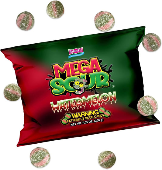 Barnetts Mega Sour Watermelon Fizz Candy 200g Handmade British Sweets - Extreme Sour Candy Challenge