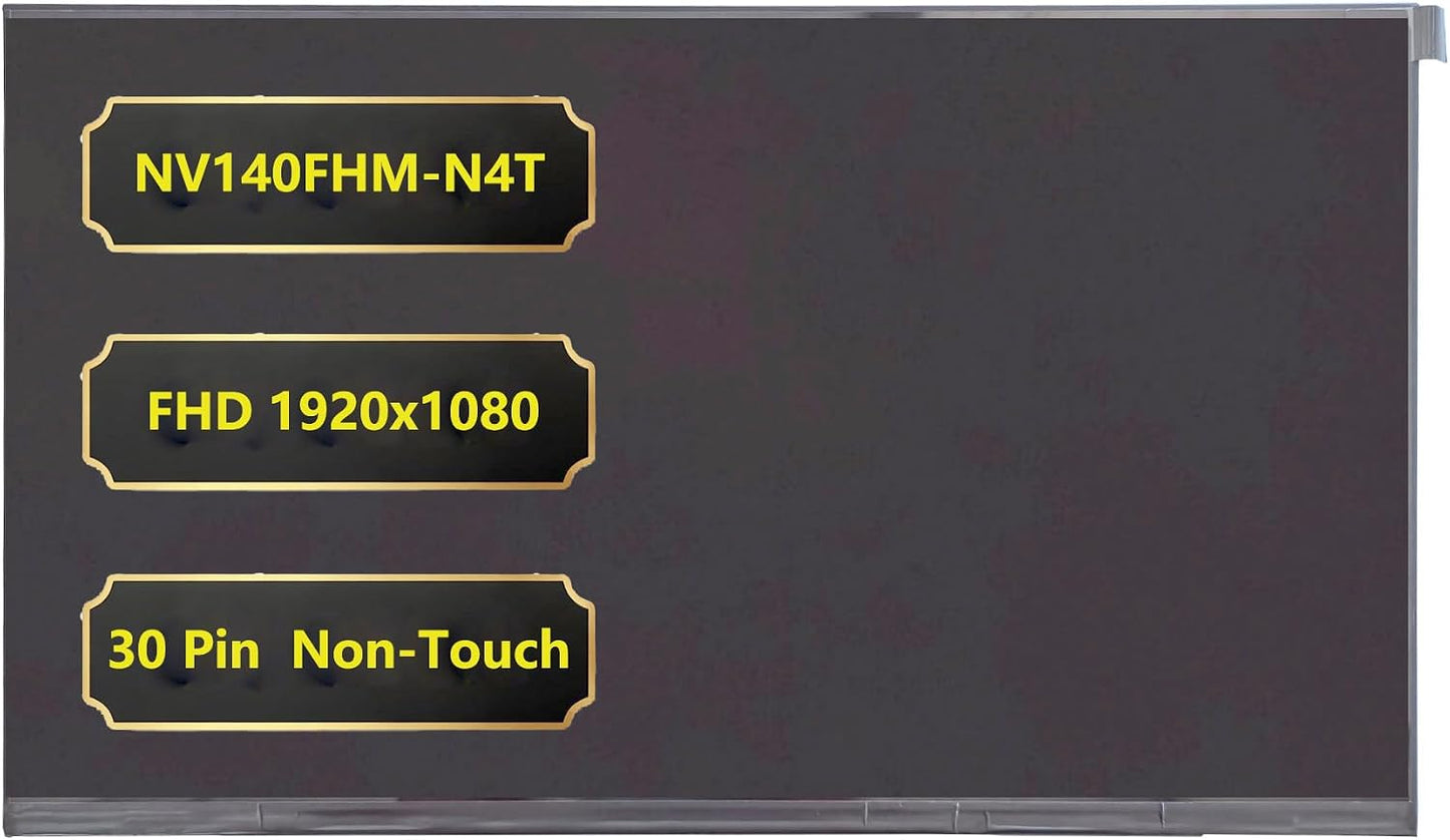 Replacement 14 inch Screen for NV140FHM-N4T NV140FHM-N4N,Non-Touch Screen, FHD 1920 x 1080, 30 Pins IPS LCD Display
