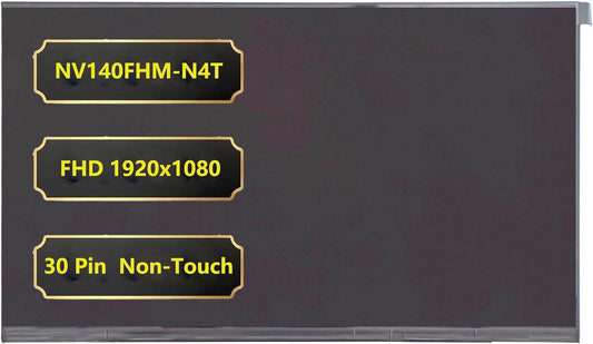 Replacement 14 inch Screen for NV140FHM-N4T NV140FHM-N4N,Non-Touch Screen, FHD 1920 x 1080, 30 Pins IPS LCD Display
