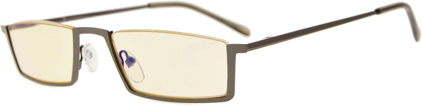 Eyekepper Spring Hinges Computer Readers Half-Rim Computer Reading Glasses(Yellow Tinted Lens)+3.5