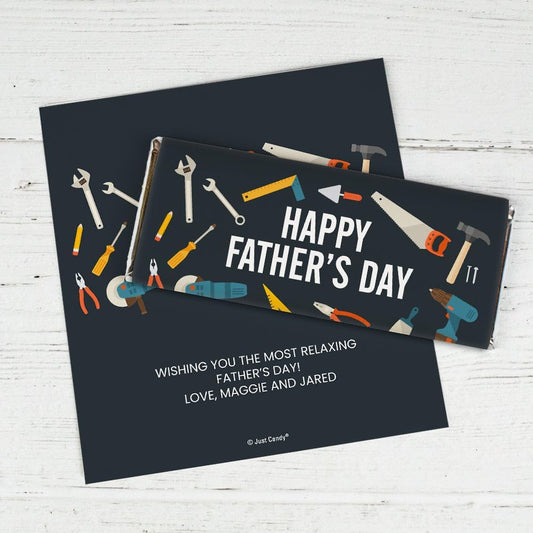 50 Pack Personalized Father™s Day Chocolate Candy Bar Wrappers For Dads Day Gifting, Church And Office Giveaways, DIY Favors & More (Candy Not Included) - Tools