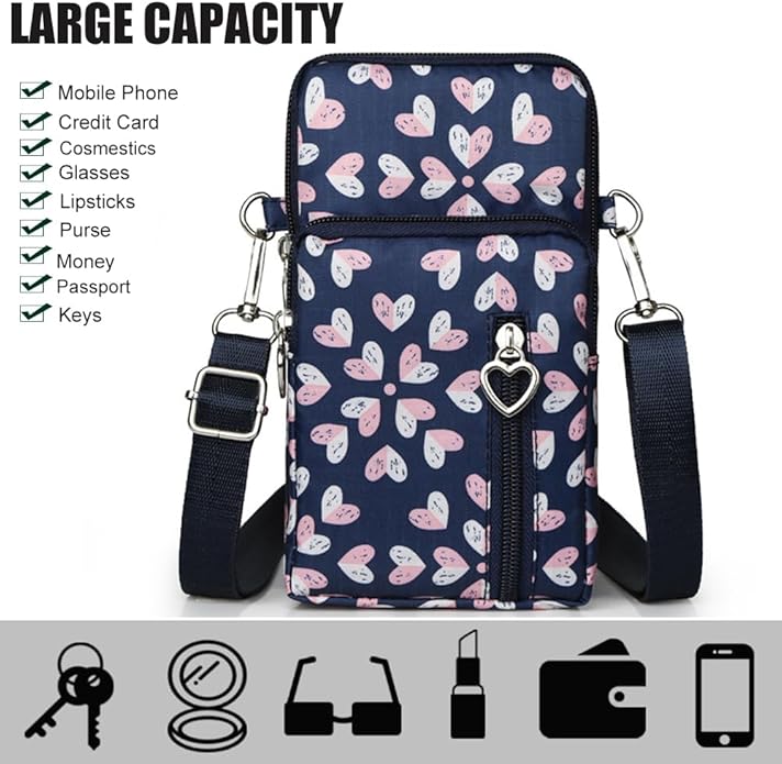 JANKS Small Crossbody Bag for Women - Mini Phone Purses with Crossbody Strap and Wallet - Nylon Arm Bag