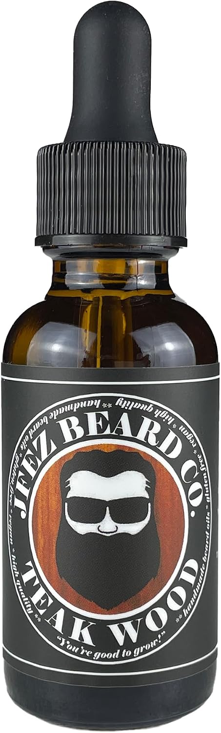 Teakwood Beard Oil - American-Made Nourishing Anti-Itch Dander Reducing, Mustache and Beard Care Conditioner (1 Oz)