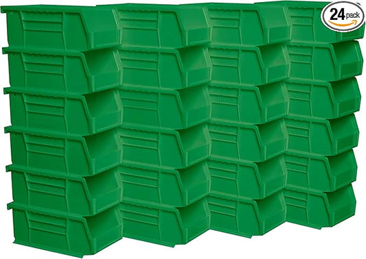 Akro-Mils 30220 AkroBins Plastic Storage Bins, Space-Saving Stackable Bins for Garage, Pantry, Craft Organization, 7-Inch x 4-Inch x 3-Inch, Green, 24-Pack