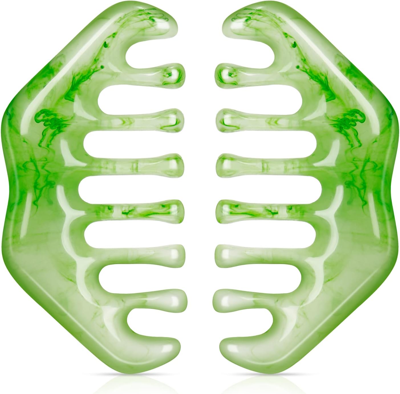 Geiserailie 2 Pcs Jade Combs Esthetician Supplies Massage Stone Hair Gua Sha Scraping Scalp Comb Facial Massage Tool Handheld Head Tools Head Caring Therapy for Women(Elegant Style)