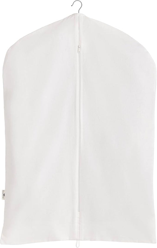 Garment Bag for Hanging Clothes – Organic Cotton Suit & Coat Cover with Zipper | Breathable Closet Organizer for Travel & Storage (X-Large (24"x60"), Gray)